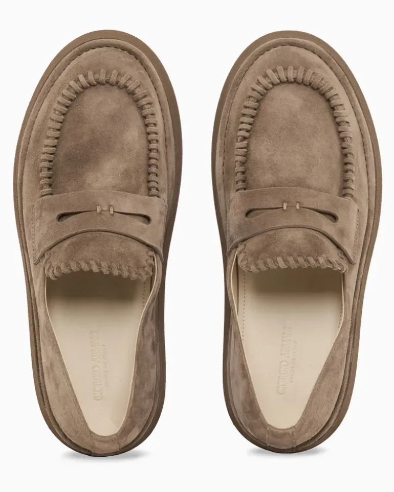 Mokassins aus Veloursleder Beige