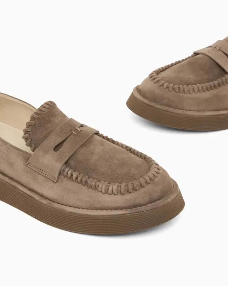 Mokassins aus Veloursleder Beige
