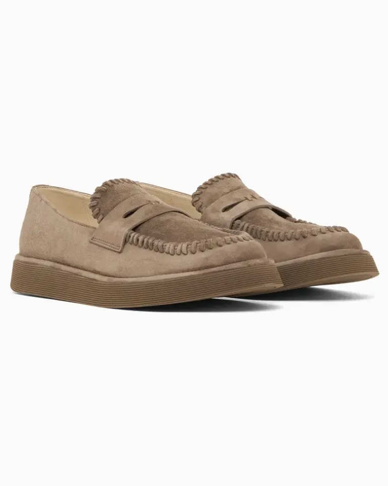 Mokassins aus Veloursleder Beige