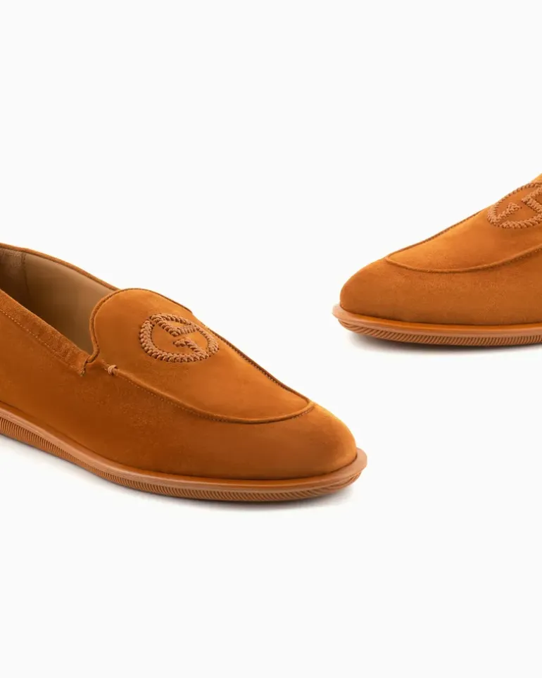Mokassins Veloursleder mit einer Logostickerei Holiday Kamel
