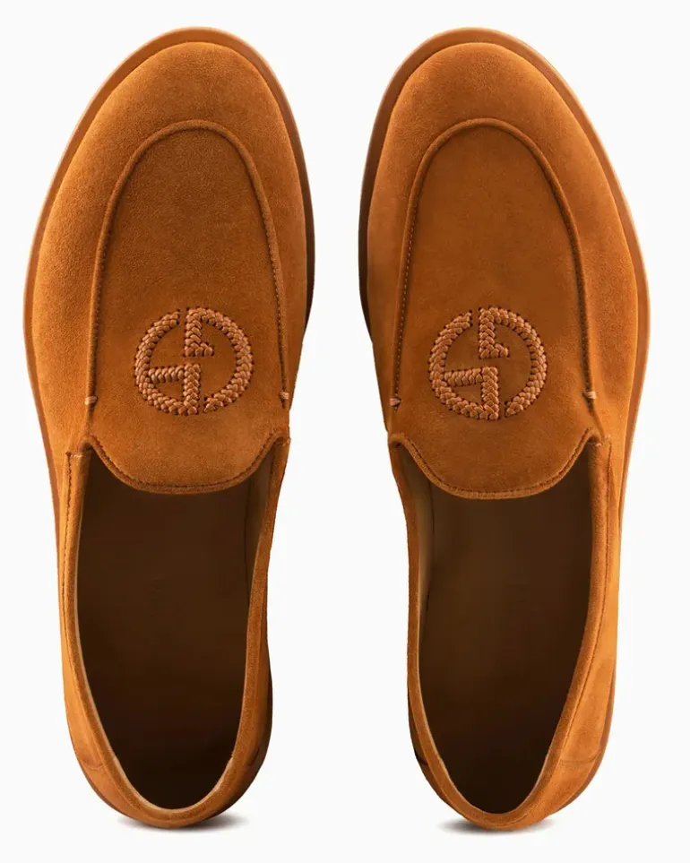 Mokassins Veloursleder mit einer Logostickerei Holiday Kamel