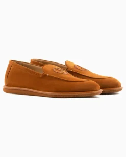 Mokassins Veloursleder mit einer Logostickerei Holiday Kamel