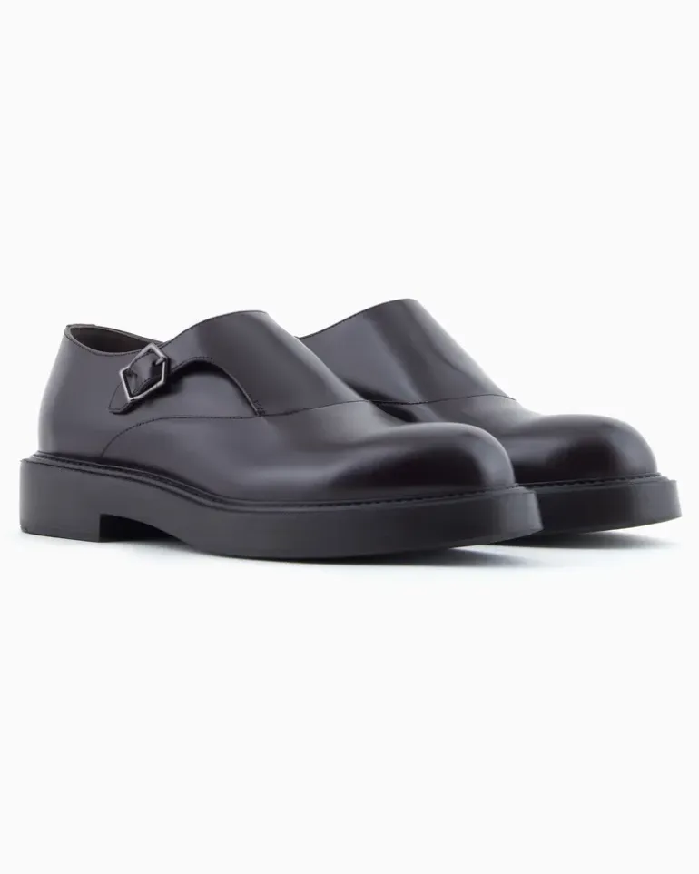 Monkstrap aus gebürstetem Leder Braun