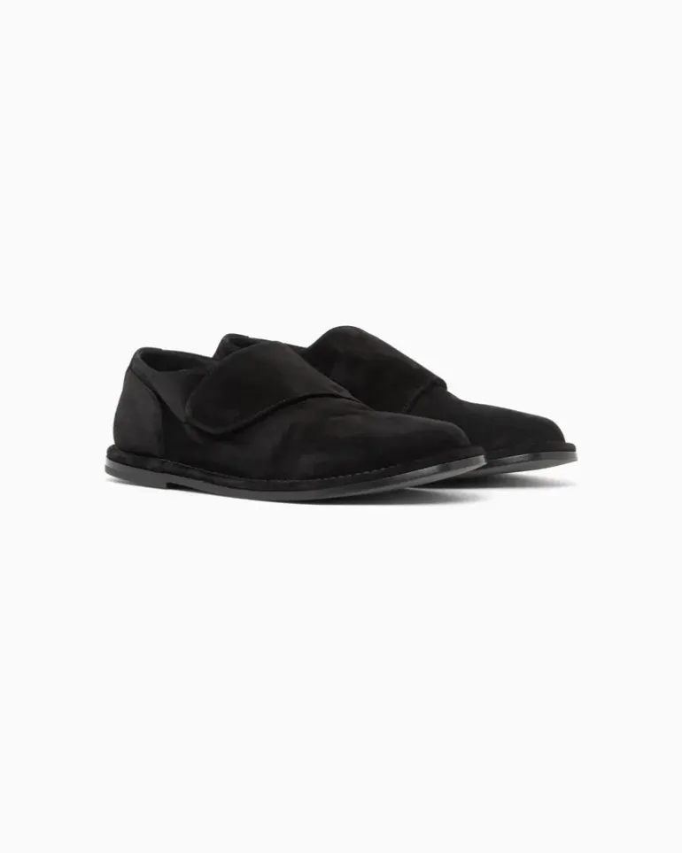 Monkstrap aus Veloursleder Schwarz