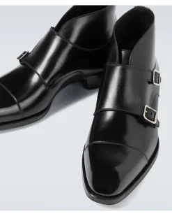 Monkstrap-Schuhe Sutherland aus Leder Schwarz