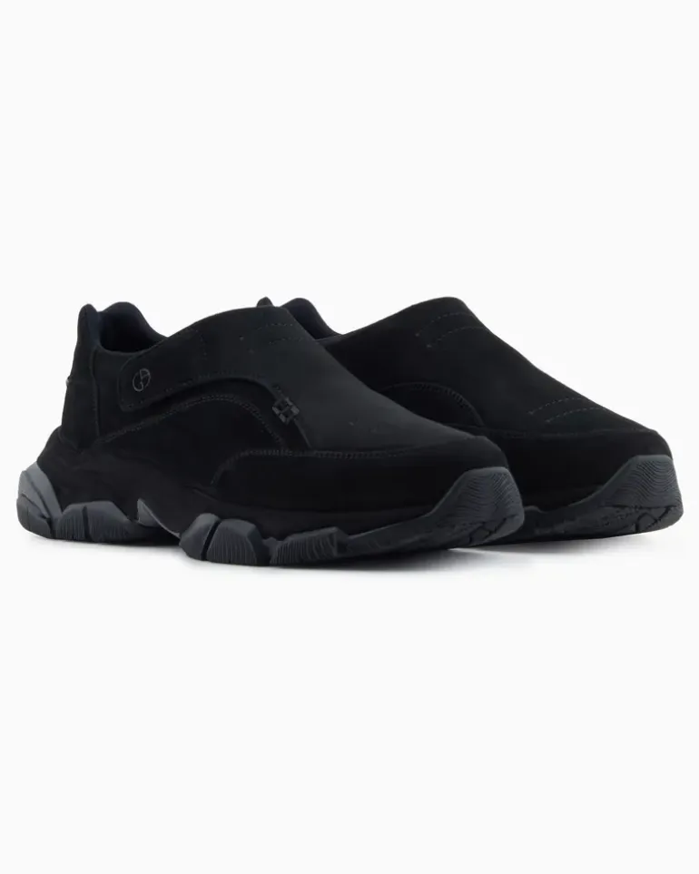 Monkstrap-Sneaker aus Veloursleder Schwarz