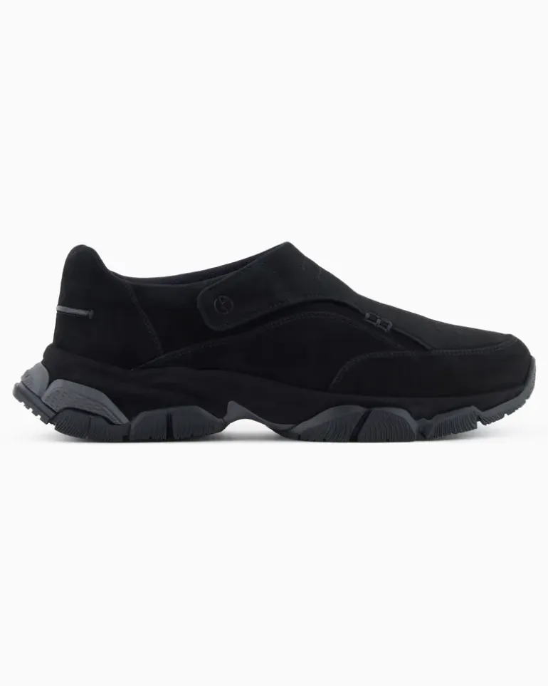Monkstrap-Sneaker aus Veloursleder Schwarz