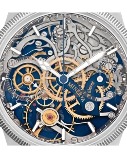 Montblanc 1858 The Unveiled Minerva Chronograph Limited Edition - 100 Exemplare - Blau - STAHL, GRAUGOLD - MB133296 - Uhr