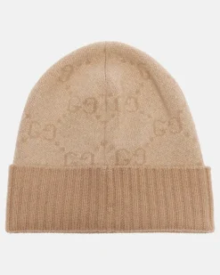 Mütze GG aus einem Kaschmirgemisch Beige