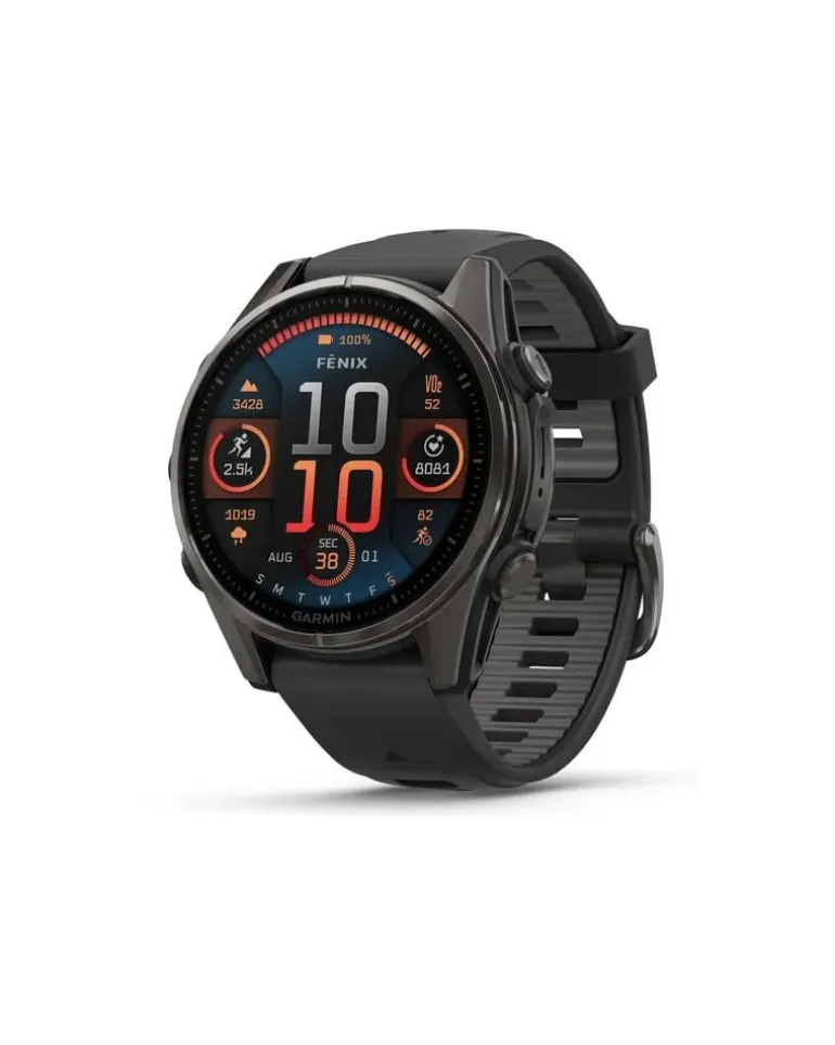Mulfifunktions-Smartwatch FENIX 8 - 43 mm AMOLED mit Solarladung Schwarz