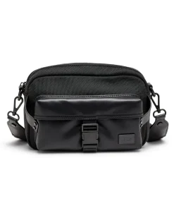 Multi-Pkts - Crossbody-Tasche aus Nylon mit Klappentasche - Schultertaschen - Unisex - Schwarz