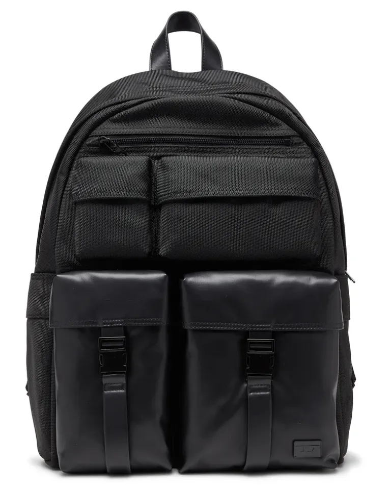 Multi-Pkts - Rucksack aus Nylon mit Fronttaschen - Rucksäcke - Unisex - Schwarz
