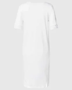 Nachthemd mit Spitzenbesatz Weiss
