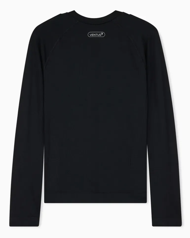 Nahtloses Langarmshirt Ventus Plus mit Rundhalsausschnitt Schwarz