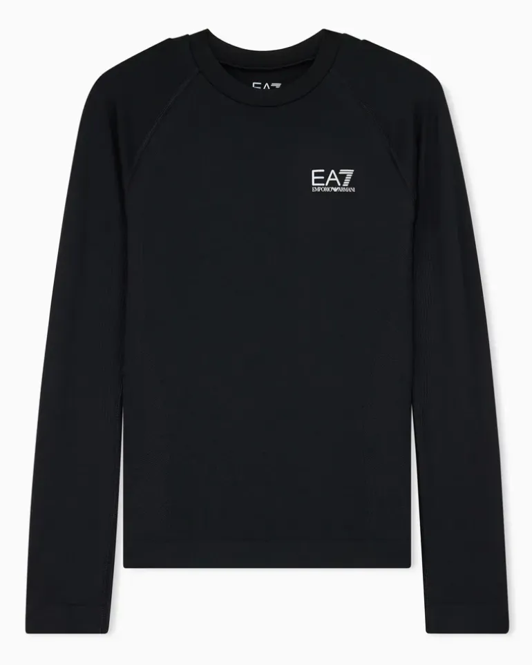 Nahtloses Langarmshirt Ventus Plus mit Rundhalsausschnitt Schwarz