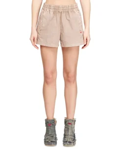Nylonshorts mit Seitenstreifen - Kurze Hosen - Damen - Braun