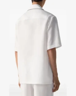 Oasi Lino Pyjama mit Paspeln - Weiß
