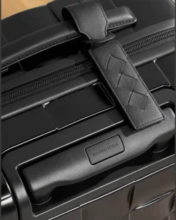 Odyssey 55cm Leather-Trimmed Intrecciato Polycarbonate Suitcase Black