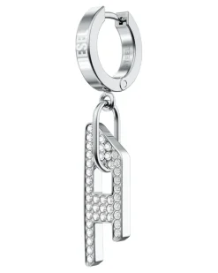 Ohrhänger aus Edelstahl mit Glitzereffekt und D-Anhänger - Ohrringe - Unisex - Silber