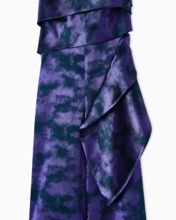 One-Shoulder-Jumpsuit aus zweifarbiger Jacquard-Seidenmischung Violett