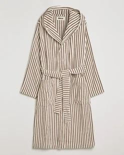Organic Terry Hooded Bathrobe Kodiak Stripes Weiß