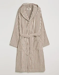 Organic Terry Hooded Bathrobe Kodiak Stripes Weiß