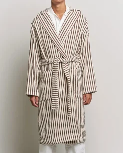 Organic Terry Hooded Bathrobe Kodiak Stripes Weiß