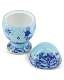 Oriente Italiano Eierbecher mit Blumenprint - Blau