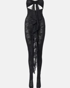 Oséree Catsuit aus Spitze Schwarz