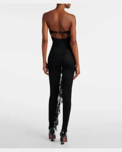 Oséree Catsuit aus Spitze Schwarz