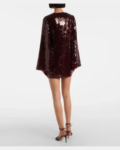 Oséree Kaftan Marylin mit Pailletten Burgunderrot