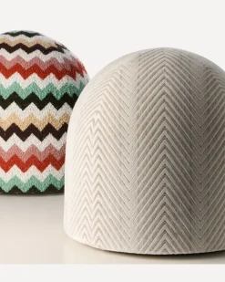 Outdoor-Hocker Ziggy aus Samt Weiß