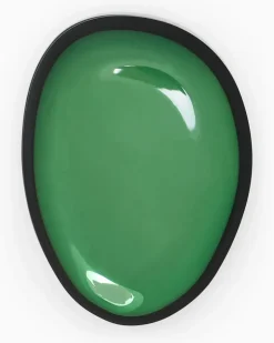 Ovale Brosche mit Spiegeleffekt und Metallverschluss GrüN