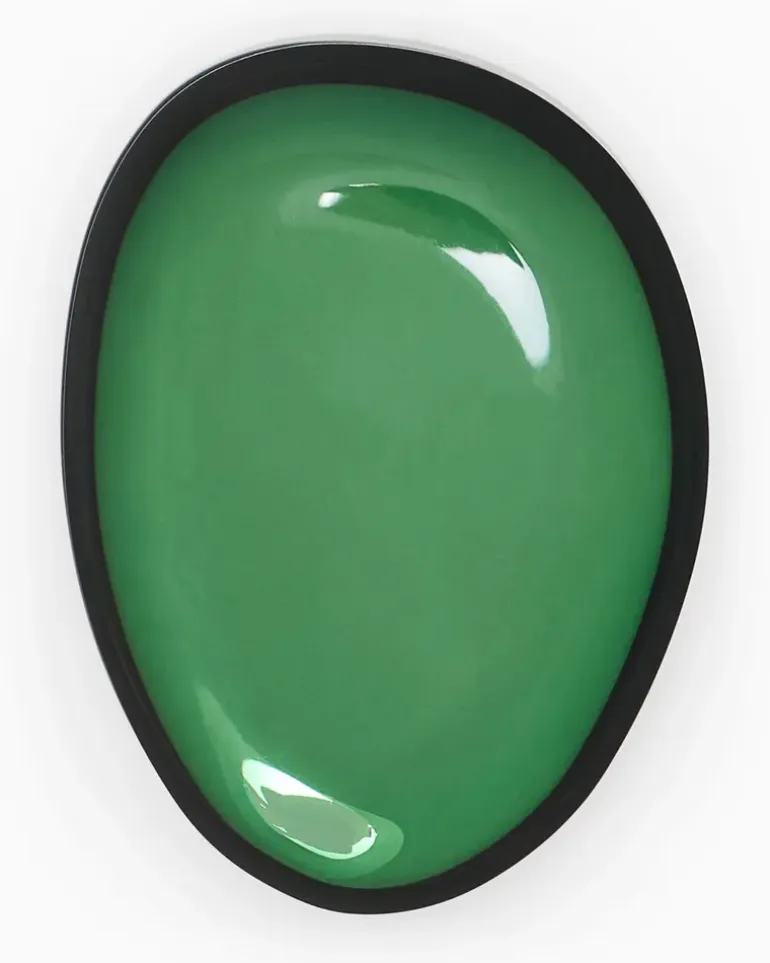 Ovale Brosche mit Spiegeleffekt und Metallverschluss GrüN