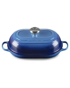 Ovale Kasserolle-Schale mit Deckel - Blau