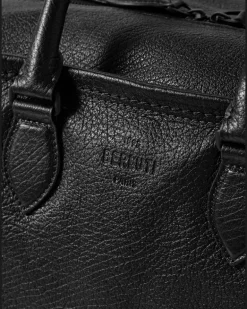 Overnight Full-Grain Leather Weekend Bag Black