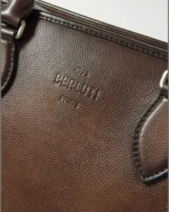 Overnight Scritto Venezia Softy Leather Weekend Bag Brown