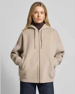 Oversized Sweatjacke aus Woll-Mix Modell 'DUNSTONE Sand