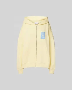 Oversized Sweatjacke mit Label-Print Hellgelb