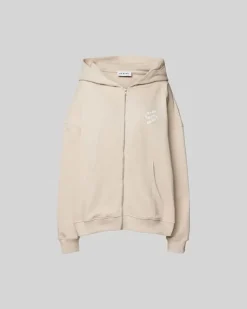 Oversized Sweatjacke mit Label-Print Sand