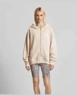 Oversized Sweatjacke mit Label-Print Sand