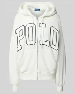 Oversized Sweatjacke mit Reißverschluss Offwhite