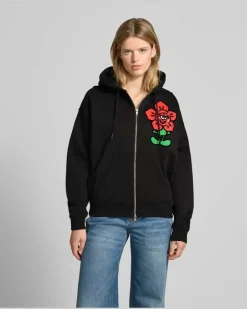Oversized Sweatjacke mit Reißverschluss Black