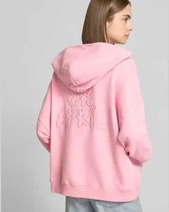 Oversized Sweatjacke mit Zweiwege-Reißverschluss Modell 'Flower Rosa