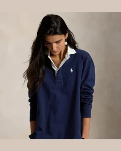 Oversize-Fit Rugbyhemd aus Baumwolle Blue