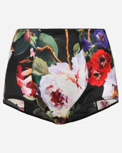 Panty Aus Satin Rosengarten-print - Frau Unterwäsche
