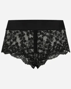 Panty Aus Spitze Mit Bund Aus Satin - Frau Unterwäsche Schwarz Black