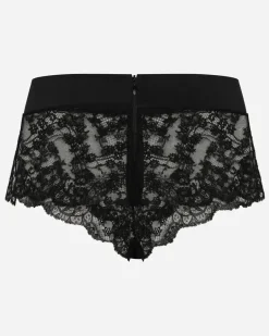 Panty Aus Spitze Mit Bund Aus Satin - Frau Unterwäsche Schwarz Black