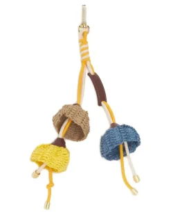 Papier Raffia Blumen-Schlüsselanhänger - Gelb