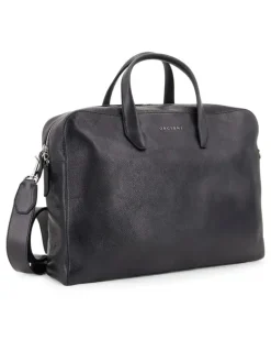 pebbled-leather laptop bag - Schwarz